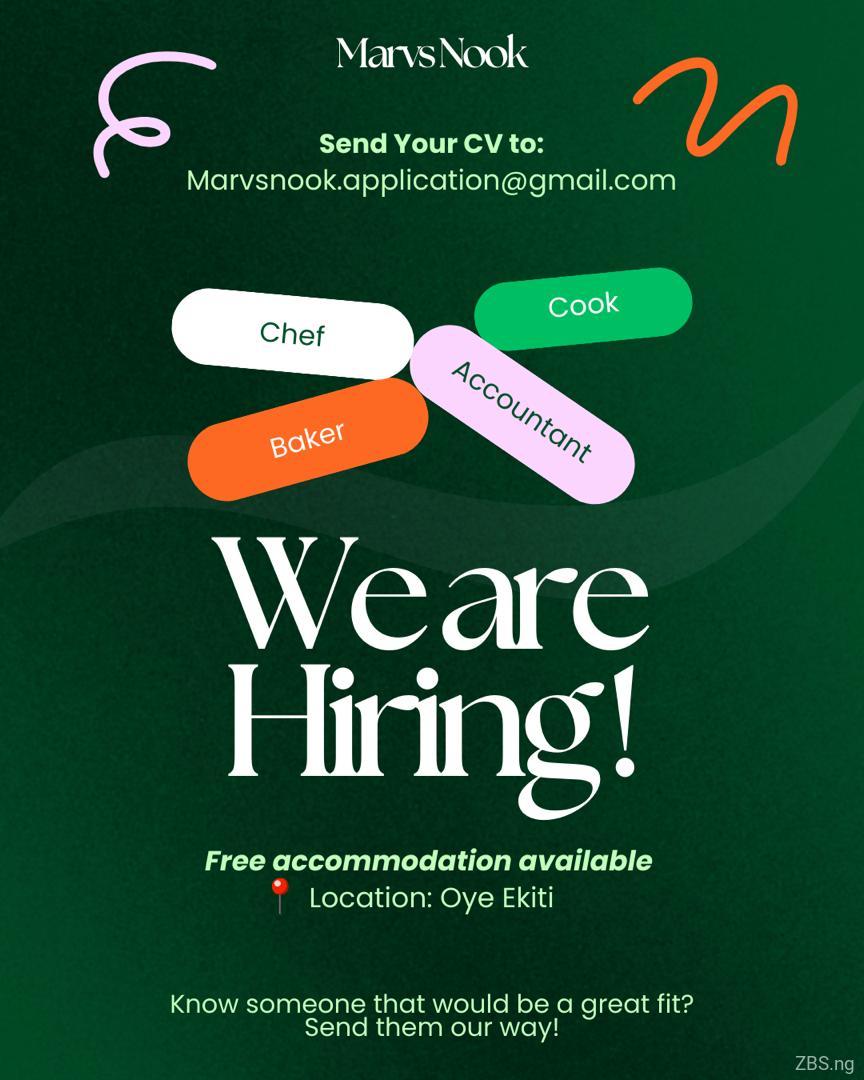 Kitchen and Administrative Team Needed | MarvsNook